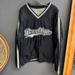 Vintage Steve & Barrys Black Pullover Brooklyn Mens Large Jacket Y2K Athletic